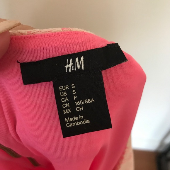 H&M SLEEVELESS DRESS, SMALL, PINK W/CREAM LACE - Picture 5 of 6